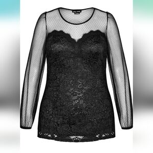 City Chic Lace Party Top - Size 20